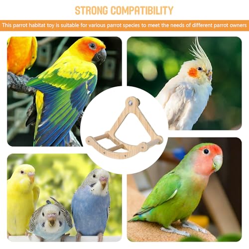 Bird Stand Perch Toy,Interactive Rocking Parakeet Toy and Perch, Wooden Exercise Wheel Cockatiel Toy, Intelligence Puzzle Enrichment Toys,Bird Playground Play Stands for Conure Budgie(A) - color: R
