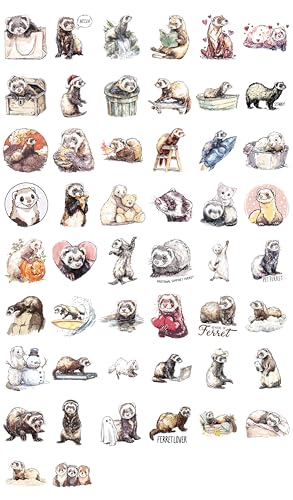 100 PCS Ferret Stickers Pack – Waterproof Vinyl Decals for Water Bottles, Laptops, Phones, Notebook, Cars – Cool Vibrant Graphics for Ferret Enthusiast - color: Ferret
