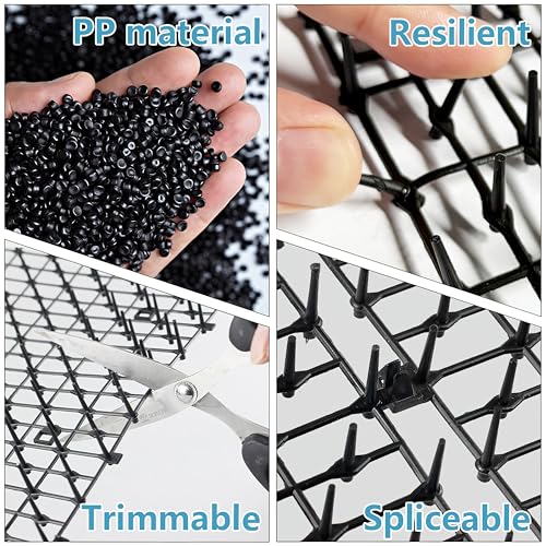 Cat Scat Mat with Spikes for Garden 6.5 Feet Cat Deterrent Mat | with Gentle Spikes for Dogs and Raccoons, with 8 Ground Stakes & 8 Zip Ties, 78.74" x 11" (Black 2 Pcs) - color: 2Pcs-Black