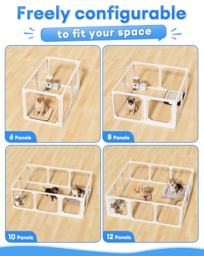 Clear Acrylic Dog Play Pen Indoors,24" Puppy Playpen(10 planels) | Tool-Free Assembly & Easy Clean,Pet Playpen for Puppy/Cats/Kitten/Rabbits/Pigs,Indoor and Outdoor Use - size: 24"H