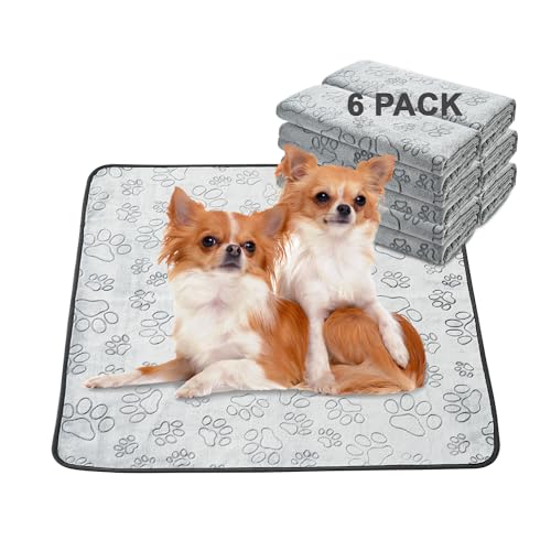 Reusable Puppy Pads, Washable Pee Pads, Leakproof 30"x 34" 6 Pack | High Absorbency Dog Training Pads, Wee Wee Pads With Waterproof Non-Slip Base For Indoor Potty, Crates, Playpen & Senior Dogs - size: 30x34(pack of 6)-Gray