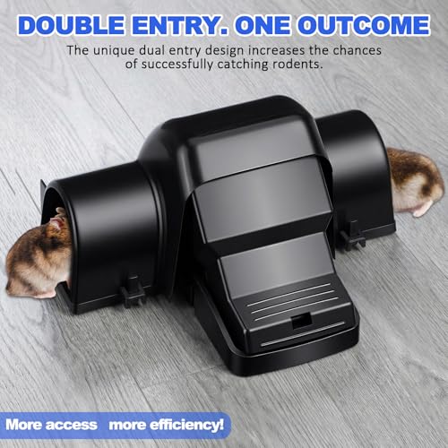Qualirey 4 Pcs Rat Traps Extra Large Dual Entry Rat and Chipmunk Traps Covered Tunnel Snap Trap Heavy Duty for Indoor Outdoor Garden Basement Yard Rats Mice Chipmunks Set up and Reusable