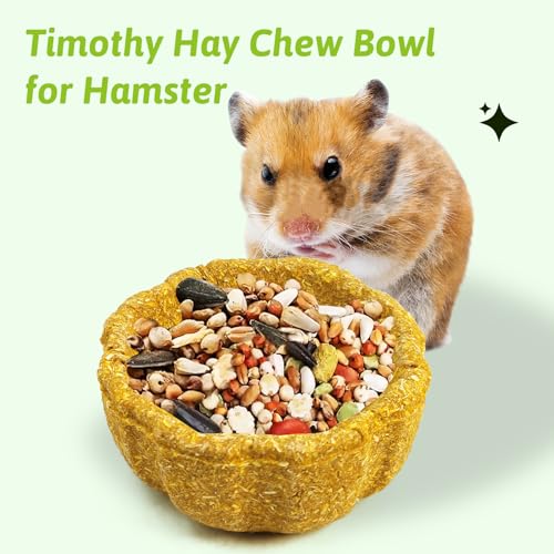 BNOSDM 6 Pcs Hamster Edible Premium Timothy Hay Chew Bowl Pumpkin Blend Rabbit Treats for Teeth Chewing Chinchilla Chew & Decor Toys for Syrian Dwarf Hamsters Gerbils Mice - color: 6PCS-Timothy & Pumpkin