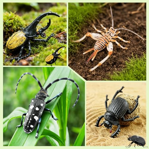 Toymany 12PCS Realistic Insects Figurines Toys - Plastic Bugs Figures Set with Cricket Bee Ant Dung Beetle, Educational Toy Cake Toppers Christmas Birthday Gift for Toddlers Kids - style: Insects-1