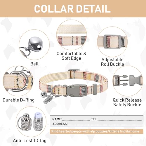 GAMUDA Small Dog Harness Collar and Leash Set, Step in No Chock No Pull Soft Mesh Adjustable Dog Vest Harnesses Plaid Reflective for Dogs Puppy Cats Kitten Rabbit (Beige, S) - color: Beige Red, size: S