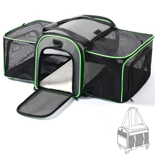 Gardner Pet Expandable Cat Carrier Airline Approved (18x12x12 in), 2-Side Square Extension Pet Travel Carrier for Medium Cats up to 15 lbs, Mesh Soft-Sided Cat Carrier Bag - size: 18.1"L x 11.8"W x 11.8"H
