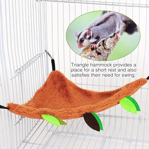 Hamiledyi 5PCS Hamster Hammock Sugar Glider Hammock Set Sugar Glider Cage Accessories Toys Small Animals Hanging Bed Hideout Tunnel Swing Rodent Iqammocking for Small Hamster Rat Gerbil - color: Brown