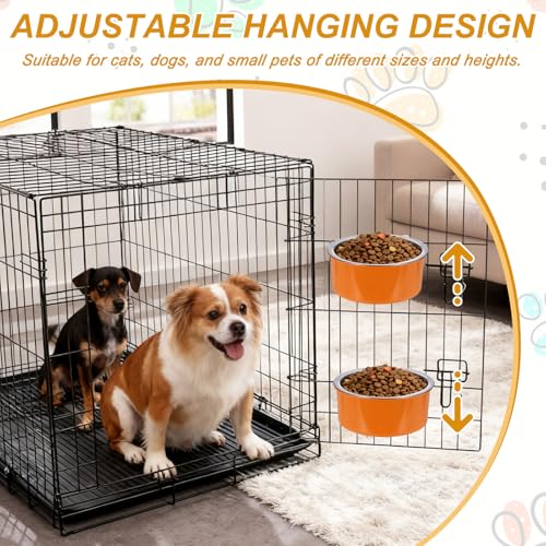Crate Dog Bowl, Removable Stainless Steel Pet Cage Hanging Anti-Overturn Food Water Feeder Cage Cup (Round, Grey, 13.2oz), Intended for Puppies/Cat/Rabbit/Bird - color: Grey, size: 5.1"(13.2oz)