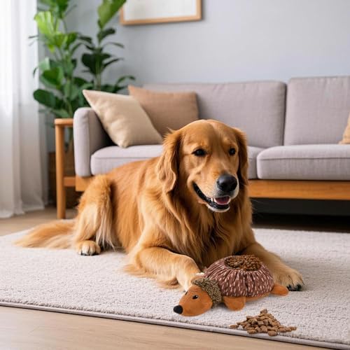 LIFLIX 2 in1 Interactive Hedgehog Dog Toy, Plush Dog Treat Puzzle Toy, Enrichment Toys for Puppy(Not for Aggressive Chewers)