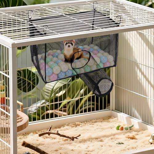 Ferret Ball Pit Hammock, Hammock Cage Toy Compatible with Tunnel, Suitable for Hamsters and Chinchillas (Ball Not Included)