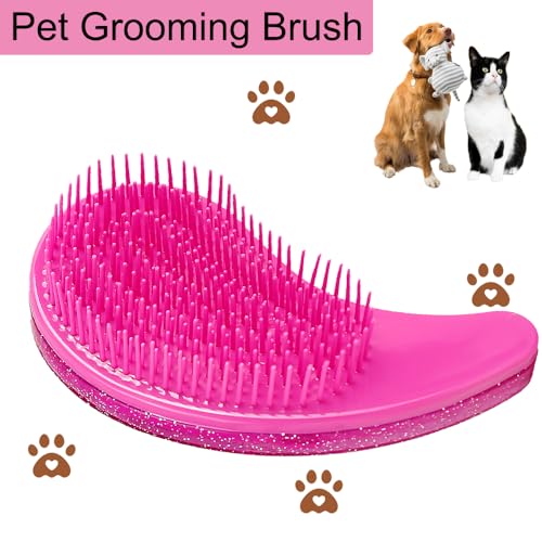 Puppy Brush, Soft Dog Brush for Grooming, Puppy Hair Remover Brush Comb, Grooming Tool for Poodles,Teddy, Yorkies, Maltese, Shih Tzu, Chihuahua, Starry Pink - color: Starry Pink