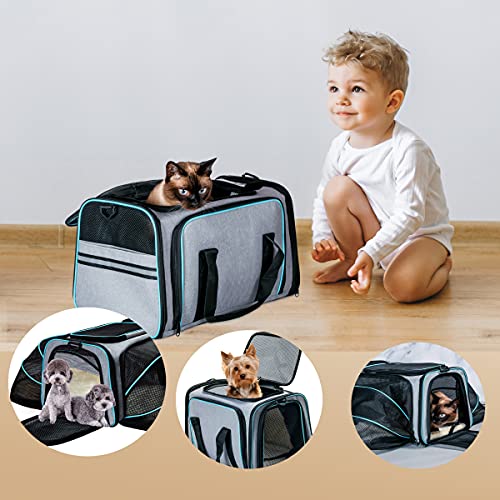 Cat Dog Carrier - Airline Approved Expandable Soft-Sided Pet Carrier with Removable Fleece Pad and Pockets, for Cats/Puppy and Small Animals Large(2 side expandable) | 2 Side Expandable, Removable Fleece Pad, Pockets, For Cats/Puppy Small Animals - size: