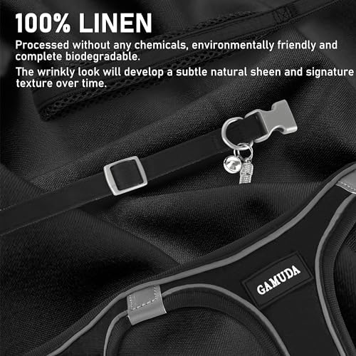 GAMUDA Small Dog Harness Collar and Leash Set, Step in No Chock No Pull Linen Fabric Soft Mesh Dog Vest Harnesses Reflective for Dogs Puppy Cats Kitten Rabbit (Black, XXS) - color: Black, size: XXS