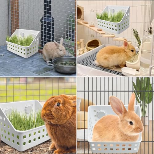 kathson 2PCS Rabbit Hay Feeder for Cages Bunny Hay Manger Holder Guinea Pig Hay Container for Small Animal Chinchilla Ferret Cage Accessories (7.5 X 4.7 X 5.5 inch) - size: 7.5 X 4.7 X 5.5 inches, 2 Pieces