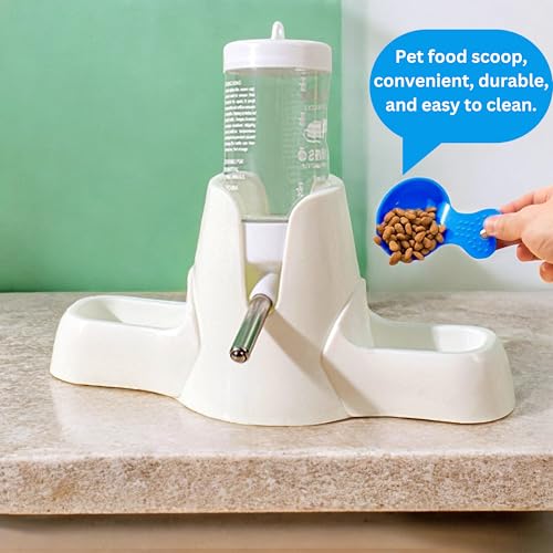 Hamster Water and Food Dispenser Set, Stand Water Bottle Holder Food the Bowl for Dwarf Hamsters Small Guinea Pigs Gerbil Hedgehog Small Animals Hamster Cage Accessories, Mini Pets Stuff (Blue, 80 ml)