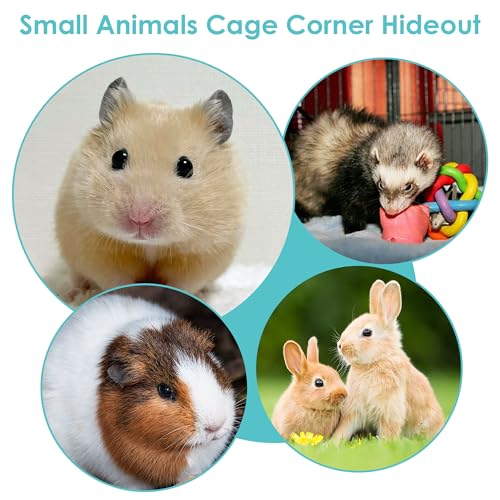 Guinea Pig Corner Hideout, Triangular Small Animal Hideaway Hammock, Soft Cage Bed Accessories for Ferret, Hamster, Hedgehog, Chinchilla, Bunny (Blue) - color: Blue