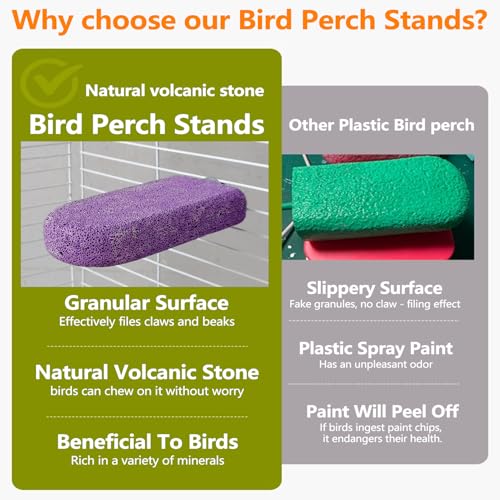 4PCS Bird Beak Grinding Stone,Parrot Perch Stands,Parakeets Platform Chewing Toys Calcium Pumice Lava Foot Claws Trimmer Climbing Ledge for Cockatiel Budgie Conure Lovebird(L,Multi-Color) - color: 4Pack Colorful | L