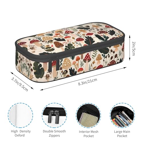 Yrebyou Mushroom Pencil Case Big Storage Pencil Pouch Multi-Functional Pen Bag Cute Lightweight Organizer for Aldult Office College - color: Beige