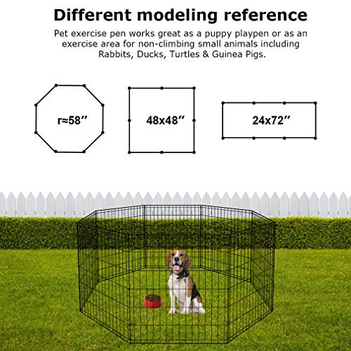 BestPet | Foldable Dog Playpen | 30 Inch, 8 Panels | Metal Pet Exercise Pen | Indoor Outdoor Portable Dog Fence with Door | Removable, Rust-Resistant Secure Pet Kennel | Easy to Assemble