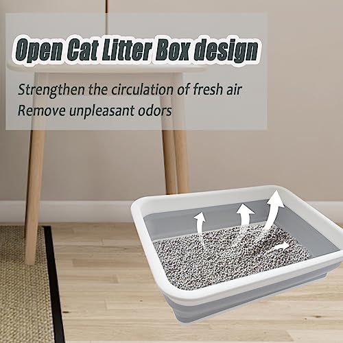 Collapsible Kitten Litter Box Low Entry Small Cat Litter Box S | 14.6 x 10.6 x 4.8 inch Shallow Travel Litter Box For Senior Cats Open Cat Potty Pan Cat Toilet (Small gray 1pcs) - color: Gray, size: Small