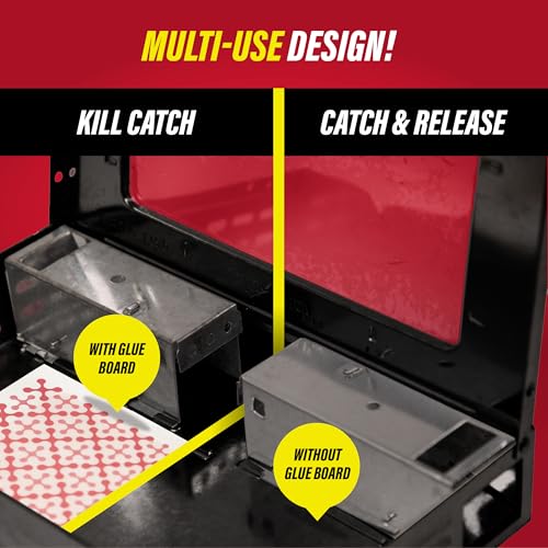 Catchmaster Multi-Catch Mouse Trap, Humane Mouse Trap Indoor for Home, Includes 1 Replaceable Glue Board, Live Catch Pest Control for Garage & Shed (Black) - size: 1-Trap Black