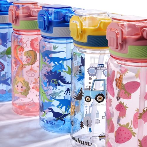 Kids Water Bottle for School, 20 Oz Plastic Water Bottle, 1 Pack | Silicone Spout, Pop-Up Cover, BPA Free & Dishwasher Safe, Strawberry - color: Strawberry, size: 20 Ounces