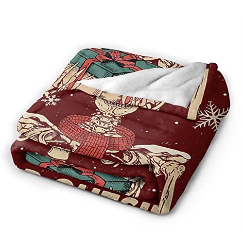 Christmas Skeleton Throw Blanket Cozy Plush Gothic Sugar Skull Flannel Fleece Ultra Soft Halloween Blankets Lightweight Fuzzy Party Blanket Spooky Gifts for Bed Couch Sofa Women Kids 50"x40" - color: Christmas Skull Skeleton, size: 50"x40"