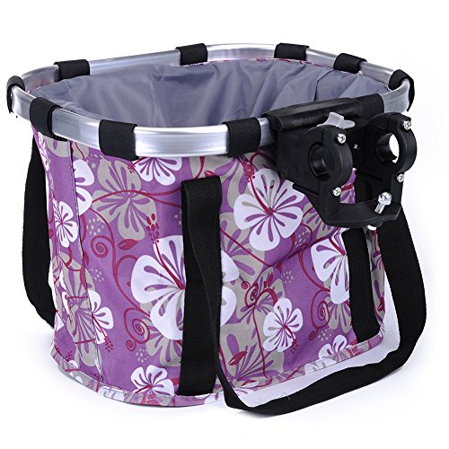 Pet Dog Bike Basket & Carrier Bag- Foldable Detachable Pet Travel Bicycle Basket - Small Animal Dog Cat Rabbit Bike Ride Basket Carrier (Purple) - color: Purple