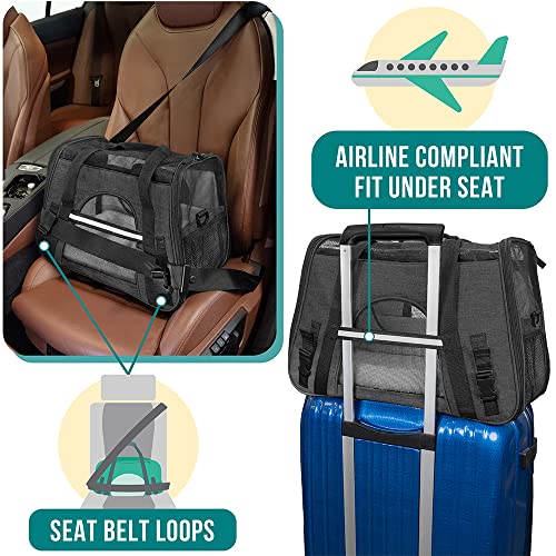 PetAmi Airline Approved Pet Carrier Cats Small Dogs, Small Heather Charcoal | Soft Sided TSA Travel Bag, Sherpa Bed, Breathable Mesh Ventilation, Collapsible Bowl, Fits Under Seat, Up to 18 lbs - color: Charcoal, size: Small - 17"L x 10.2"W x 11.2"H