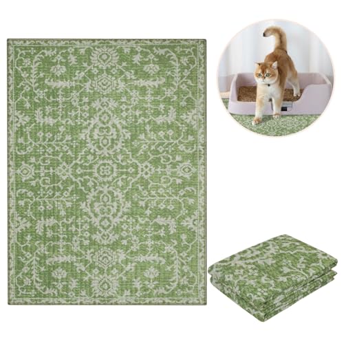 Lovewag Cat Litter Mat, Litter Box Mat, Jade Quilt, 36x48, 2 Pack | Washable litter mat cover, kitty litter mat & cat mat for litter box, litter trapping mat, prevents tracking, multi-cat - color: Jade Quilt, size: 36x48 inches (Pack of 2)