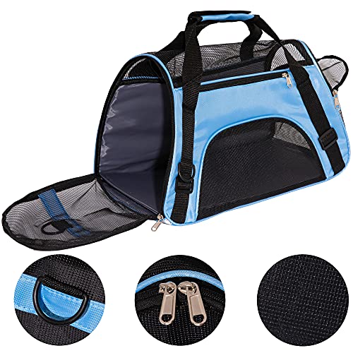 MuchL Pet Carrier Cat Cattier Soft-Sided Carriers for Small Medium Cats Dogs Puppies Pet Carrier Airline Approved Cat Dog Pet Travel Carrier (Medium, Blue) - color: Medium-Blue