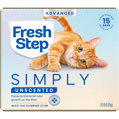 Fresh Step Advanced Simply Unscented Multi Cat Clumping Cat Litter, 18.5 lb | Formulated with No Added Dyes or Fragrances, Ammonia Block Technology, Low Dust, Compatible with Most Automatic Litter Boxes - size: 18.5 lb