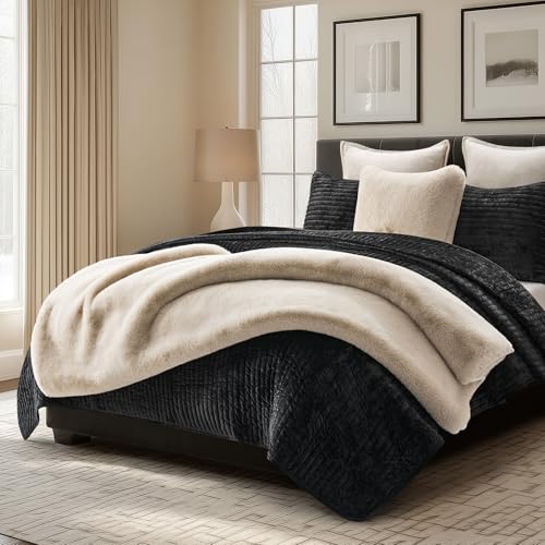 EVERGRACEHOME Faux Chinchilla Fur Throw Blanket, 60"x80", Birch Mink | Luxury, Super Soft, 1220GSM, Fluffy Cozy Mink, Reversible Velvet Back, Warm Thick Heavy Winter Throw for Couch Bed, Gift - color: Birch Mink, size: 60"x80"