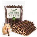 Sukh Natural Organic Apple Sticks - 250g Chew Sticks for Small Animals | Chew Toys for Hamsters, Rabbits, Guinea Pigs, Gerbils, Chinchillas & Squirrels, Teeth Grinding Supplies, Cage Accessories - size: 250g