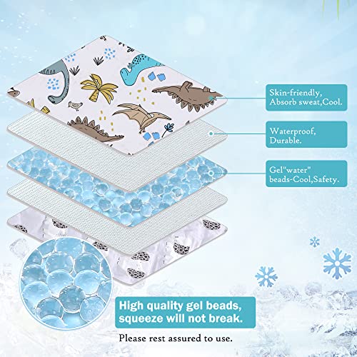 Gel Car Seat Cooler Pad,1 Pcak Double Sides-Universal Baby Stroller Ice Cushion,Summer Cooling Seat Liner,Multifunctional Suitable for Baby Dining Chair,Child Safety Seat(Dinosaur + Elephant) - color: Dinosaur + Elephant