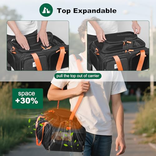 pidipiti 17x13x8 Soft-Sided pet Carrier,for 1 Extra-Small Dog/Small cat | top Expandable,TSA Approved,for Frontier Allegiant Breeze Airlines ,with 2 pockets,zipper lock,leakproof,good Visibility - size: 17.0"L x 13.0"W x 8.0"H