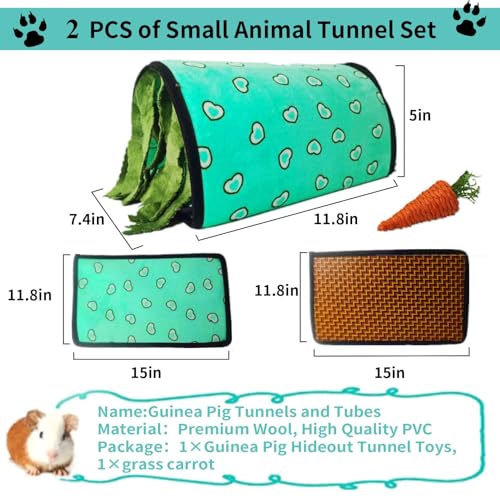 PINVNBY Guinea Pig Hideout Washable Guinea Pig Tunnel with Curtains Soft Hamster House with Cushion for Chinchillas Hedgehogs Hamster Bunny Ferrets and Rat Cage Accessories(Blue)