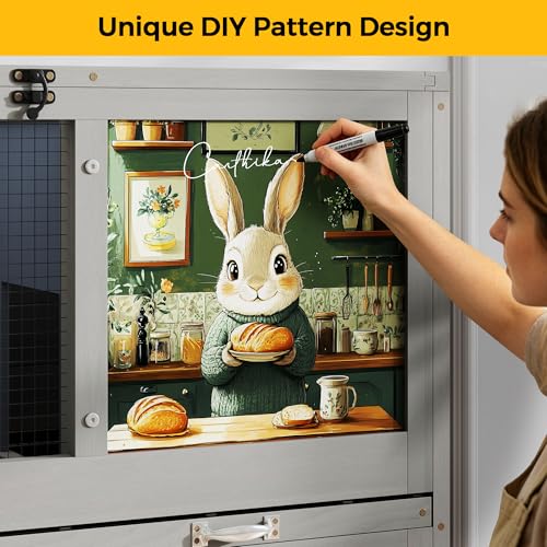 COZIWOW 2-Tier Bunny Hutch, Indoor Rabbit Cage with Wheels & Pull Out Tray | Easy Clean Pull Out Tray & Anti-Chew Ramp Included. Air Vent For Proper Ventilation. Rolling Casters For Mobility.
