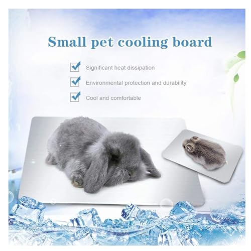Rabbit Cooling Pad, 12x8 in Self Cooling Mat | for Hamster Guinea Pig Chinchilla Bunny Kitten Cat and Other Small Animal, Pet Cool Ice Bed Plate Perfect for Hot Summer