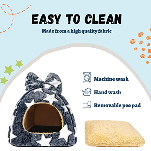 Guinea Pig Hideout House, Cozy Chinchilla Bed, Washable | Cute Habitat Cage Accessory, Warm Hideaway for Small Pets Ferrets Hedgehogs - color: Grey