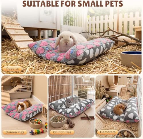 Soft Rabbit Bed, Thickened and Softer, Double-Sided(2pcs Gray+Red) | 16.5 X 18in Soft Rabbit Bed, Thickened and Softer , Double-Sided Plush Rabbit Beds,Bed for Bunnyfor Rabbits Indoor - color: Gray+red
