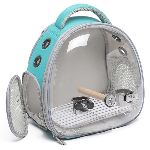 Portable Travel pet Backpack Carrier Hamster Bag Guinea Pig Bird Small Dog cat Turtle Carrier Rabbit Cage Squirrel Bearded Dragon Breathable Hangbag (Green+Accessories) - color: green+accessories