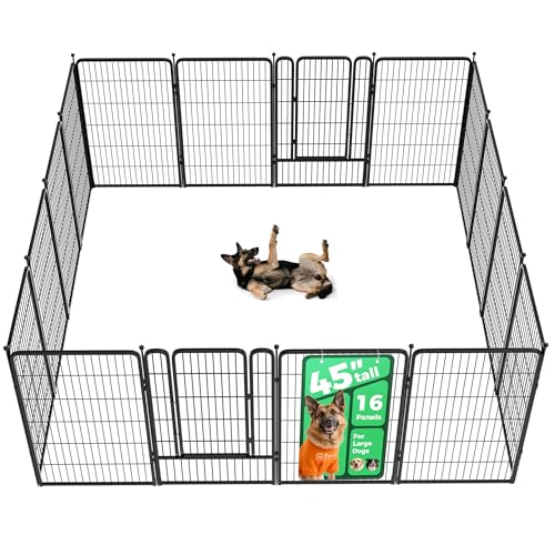 FXW Rollick Dog Playpen, Indoor, Yard & RV Camping, 45" H, 16 Panels | Easy setup, Heavy-duty, DIY layouts, for Large Dogs, Patented - color: Black, size: 45"H