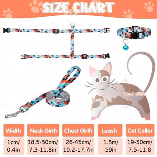 2 Pack Cat Harness and Leash Set Escape Proof Adjustable Cat Harness | Lightweight Soft and Comfortable for Small Medium Cats Walking and Travel - color: Bohemia