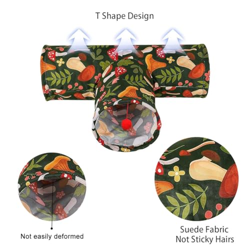 3 Way Washable Rabbit Hideout Toys, Guinea Pig Tunnels & Tubes | Foldable Small Pet Tunnels and Tubes for Ferret Hamster Chinchilla Hedgehog Hiding & Resting, Playing & Exploring, Mushroom - color: Mushroom