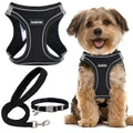 GAMUDA Small Dog Harness Collar and Leash Set, Step in No Chock No Pull Linen Fabric Soft Mesh Dog Vest Harnesses Reflective for Dogs Puppy Cats Kitten Rabbit (Black, XXS) - color: Black, size: XXS