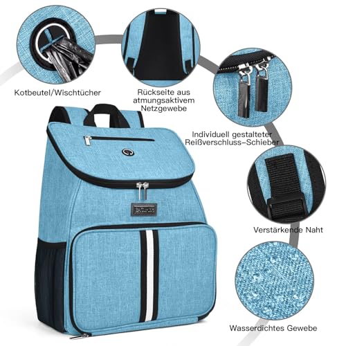 BAGLHER丨Dog Travel Bag, Airline Approved Pet Supplies Backpack, Dog Travel Backpack with 2 Silicone Collapsible Bowls and 2 Food Baskets - color: Sky Blue-A