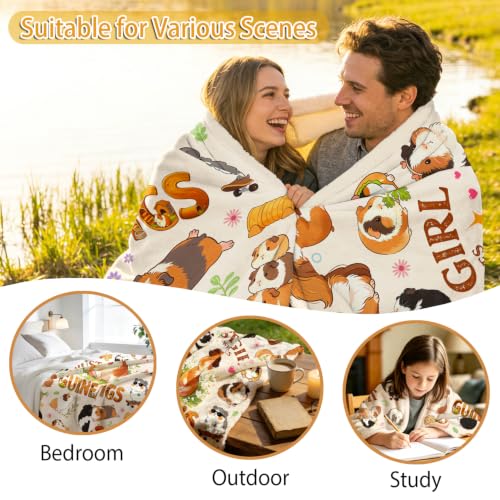 Guinea Pig Blanket Gifts Soft Flannel Guinea Pigs Throw Blanket Funny Themed Stuff Merch for Couch Bed Travel 50"x40" - color: Beige Guinea Pig