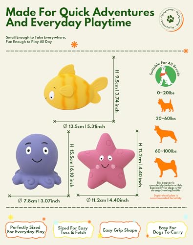 Squeaky Sea Creature Latex Dog Toys, 3 in 1 Set Soft Fish Octopus Starfish Chew Toys for Small Medium Dogs, Cute Puppy Toys Gift, Interactive Pet Toys for Enrichment Teething Relief & Boredom Buster - style: Seafish