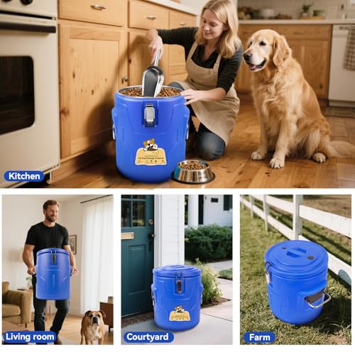 Newget 20lb Airtight Stainless Steel Dog Food Storage Container with Scoop | Airtight, Sturdy, Moisture-Proof, Large Metal Cat & Dog Food Container with Lid, Prevents Pets from Opening, Easy to Clean - size: 20 lb